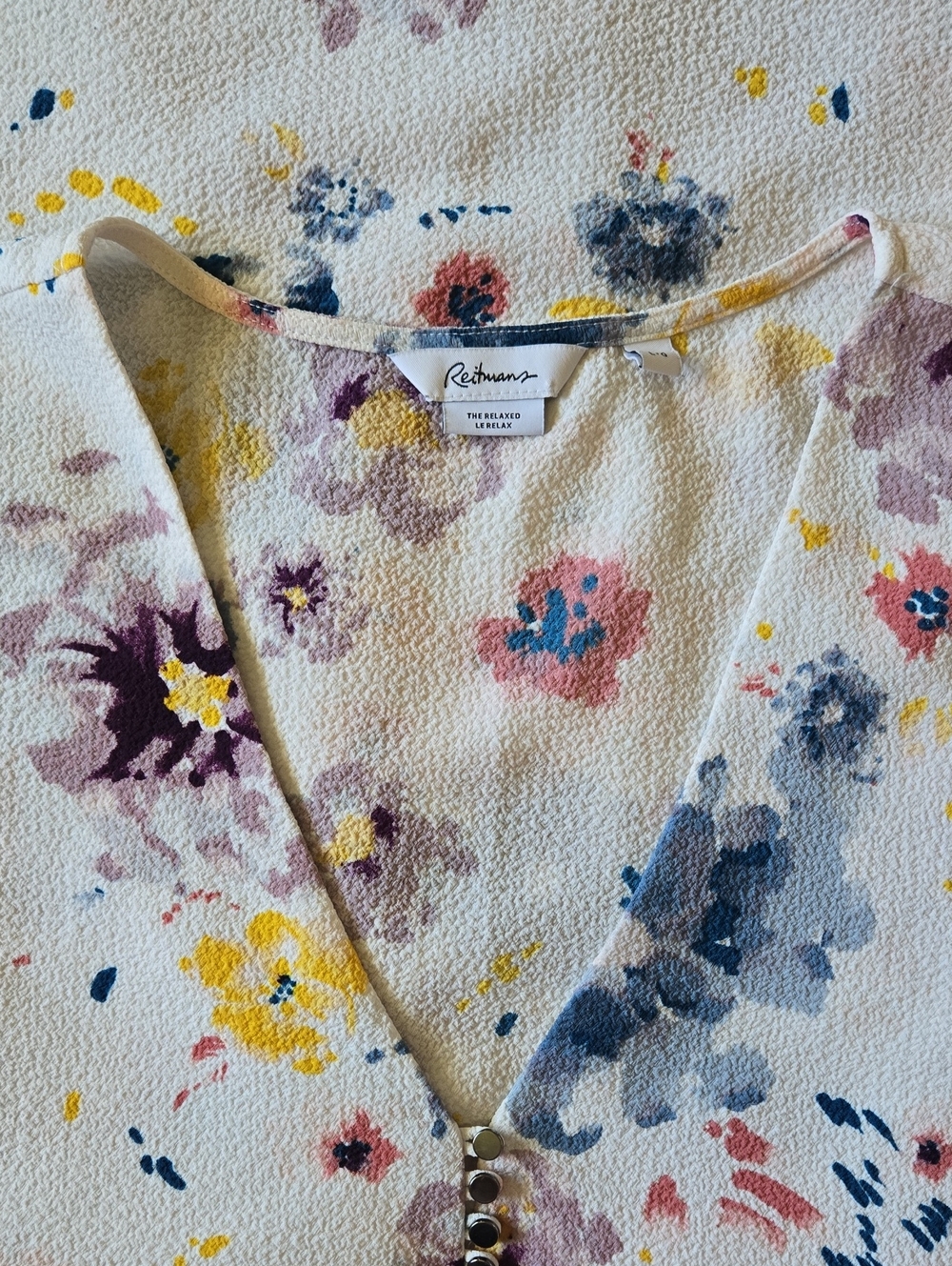 Catherine Malandrino Floral Blouse – Size L – Watercolor Print